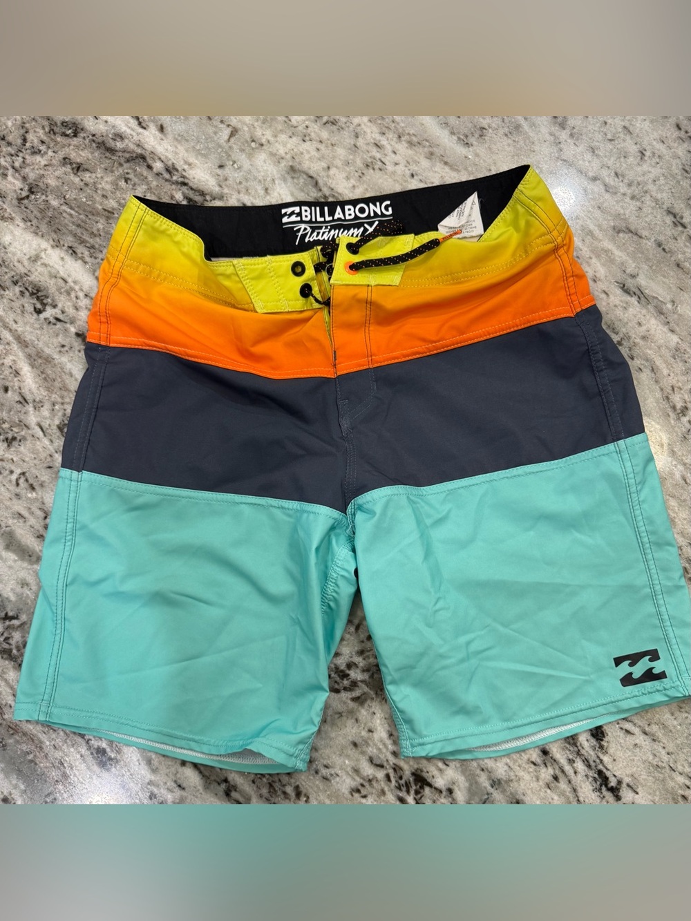 Billabong Men’s Colorblock Board Shorts - Yellow, Orange, Gray, Teal